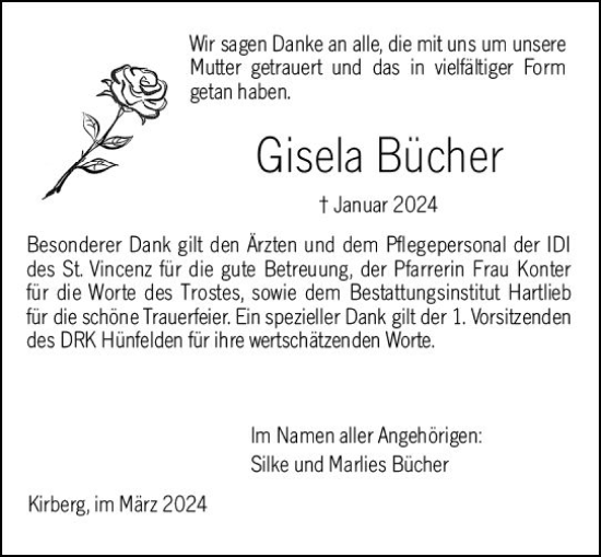 Traueranzeige von Gisela Bücher von Nassauische Neue Presse