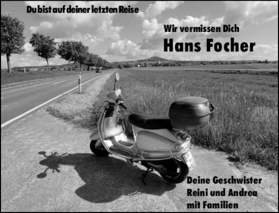 Traueranzeige von Hans Focher von Darmstädter Echo