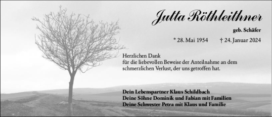 Traueranzeige von Jutta Röthleithner von Hochheimer Zeitung