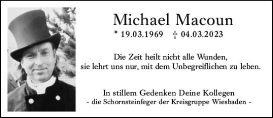 Traueranzeige von Michael Macoun von Wiesbadener Kurier