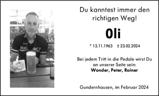 Traueranzeige von Oli  von Darmstädter Echo