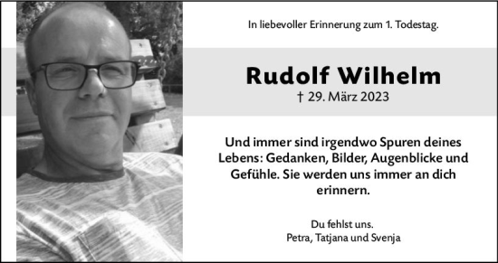 Traueranzeige von Rudolf Wilhelm von Allgemeine Zeitung Mainz