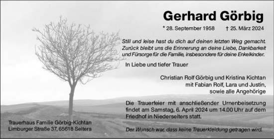 Traueranzeige von Gerhard Görbig von Camberger Anzeiger