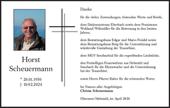 Traueranzeige von Horst Scheuermann von Odenwälder Echo