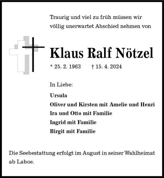Traueranzeige von Klaus Ralf Nötzel von Darmstädter Echo