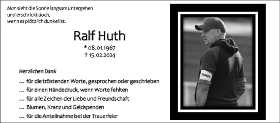 Traueranzeige von Ralf Huth von Wiesbadener Kurier