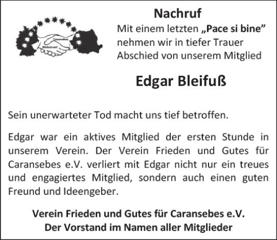 Traueranzeige von Edgar Bleifuß von Odenwälder Echo