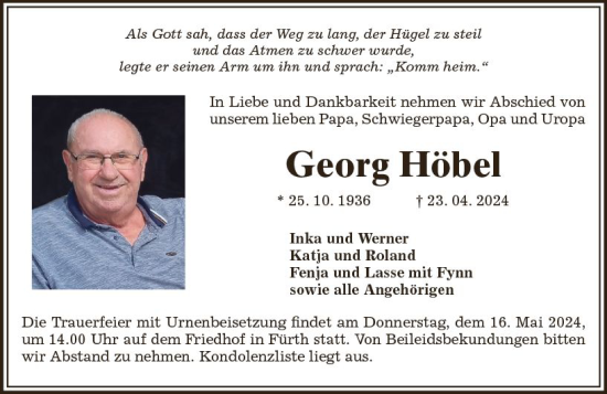 Traueranzeige von Georg Höbel von Starkenburger Echo