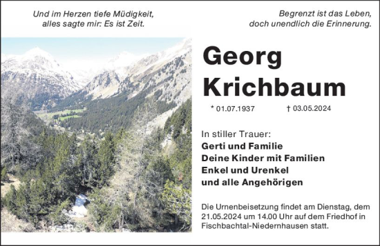 Traueranzeige von Georg Krichbaum von Darmstädter Echo