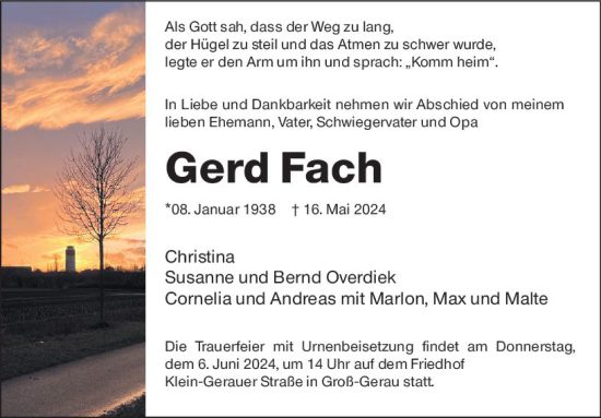 Traueranzeige von Gerd Fach von Groß-Gerauer Echo