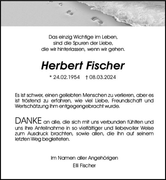 Traueranzeige von Herbert Fischer von Odenwälder Echo