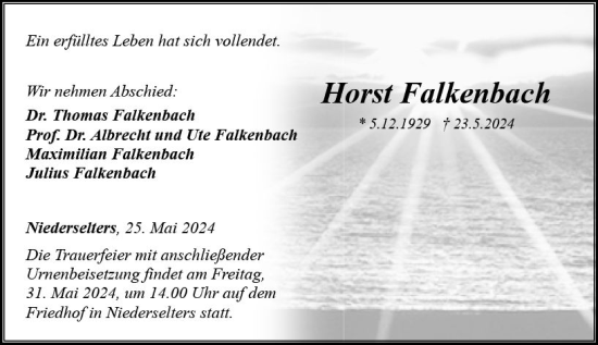 Traueranzeige von Horst Falkenbach von Nassauische Neue Presse