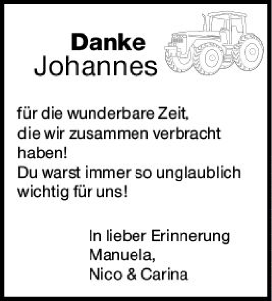 Traueranzeige von Johannes  von Hinterländer Anzeiger