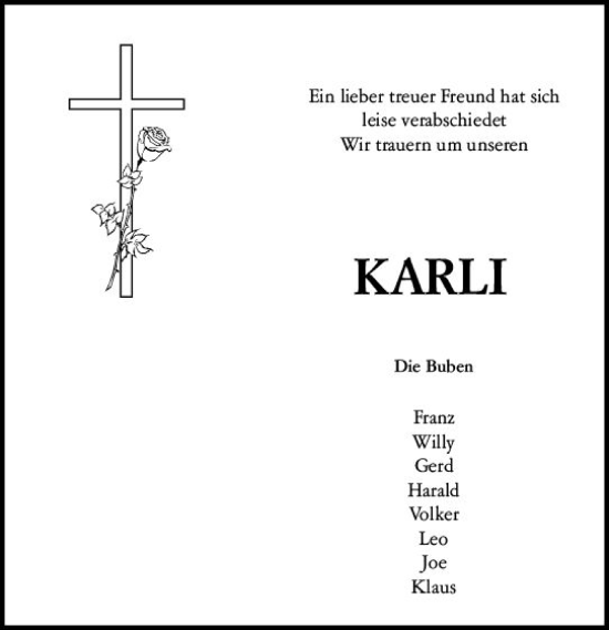 Traueranzeige von Karli  von Wiesbadener Kurier