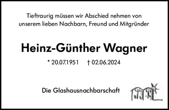 Traueranzeige von Heinz-Günther Wagner von Darmstädter Echo