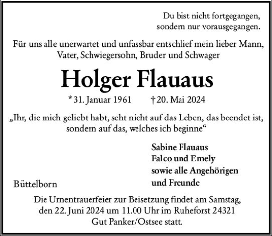 Traueranzeige von Holger Flauaus von Groß-Gerauer Echo