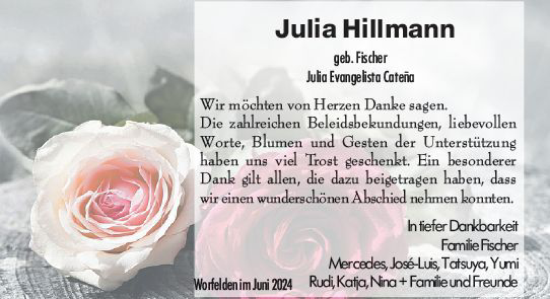Traueranzeige von Julia Hillmann von Groß-Gerauer Echo