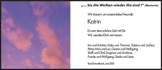 Traueranzeige von Katrin Fischer von Wiesbadener Kurier