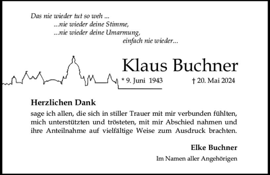 Traueranzeige von Klaus Buchner von Allgemeine Zeitung Mainz
