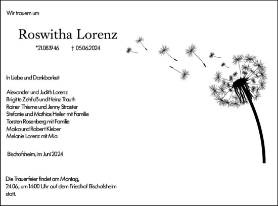 Traueranzeige von Roswitha Lorenz von Rüsselsheimer Echo