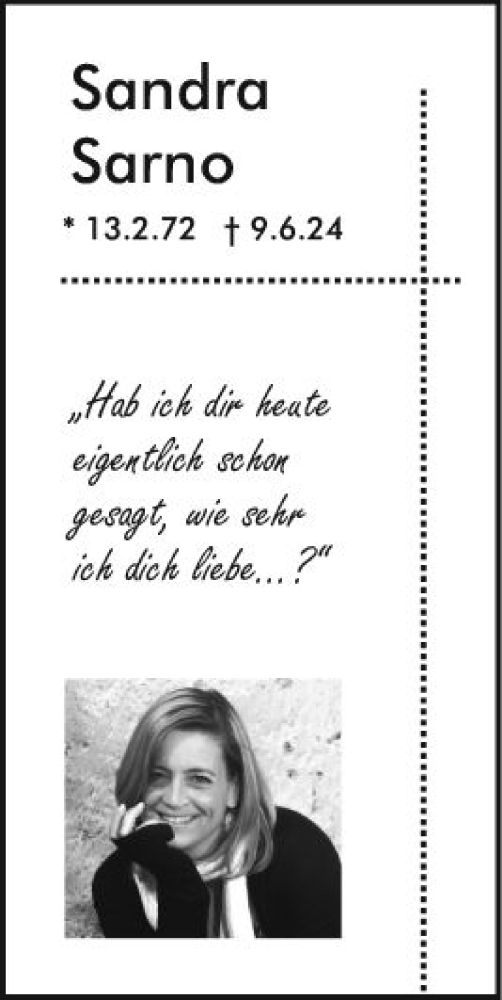 Traueranzeige von Sandra Sarno von Darmstädter Echo