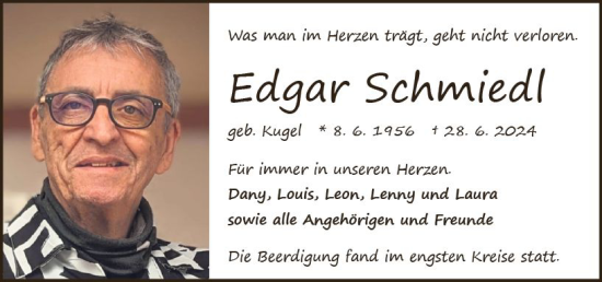 Traueranzeige von Edgar Schmiedl von Odenwälder Echo