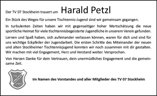 Traueranzeige von Harald Petzl von Odenwälder Echo