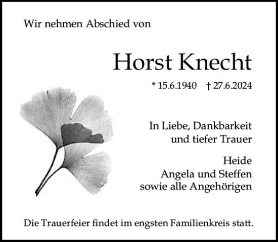 Traueranzeige von Horst Knecht von Allgemeine Zeitung Mainz