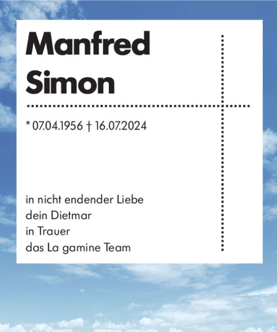 Traueranzeige von Manfred Simon von Wiesbadener Kurier