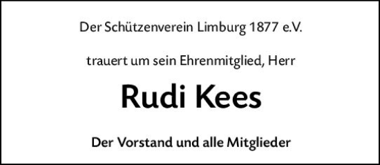Traueranzeige von Rudi Kees von Nassauische Neue Presse