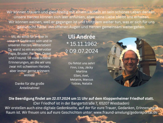 Traueranzeige von Ulrich Andrée von Wiesbadener Kurier