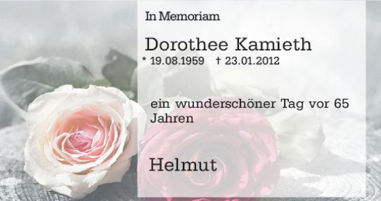 Traueranzeige von Dorothee Kamieth von Darmstädter Echo