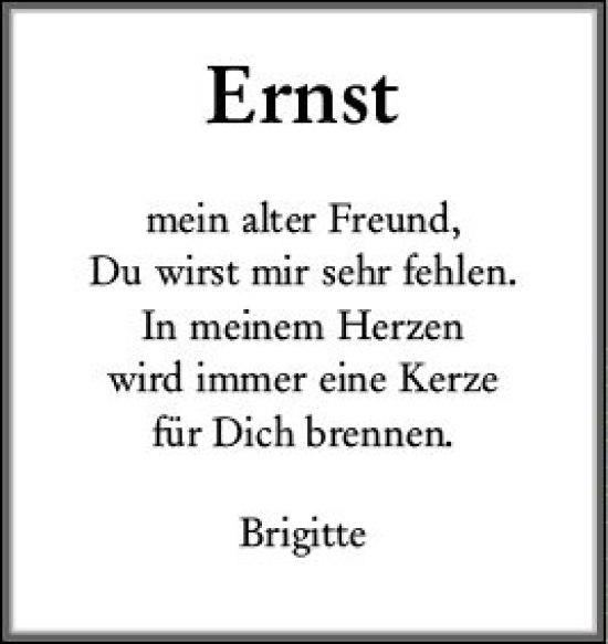 Traueranzeige von Ernst  von Wiesbadener Kurier