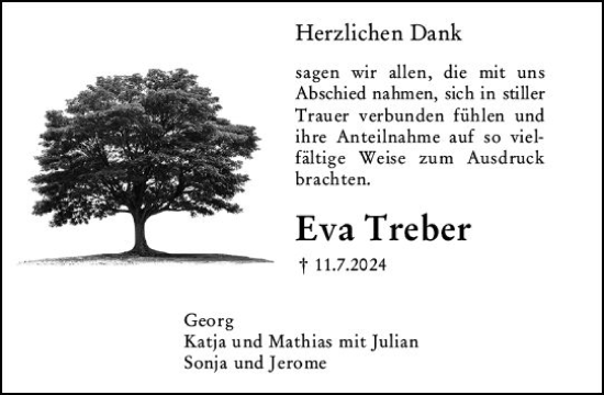 Traueranzeige von Eva Treber von Hochheimer Zeitung