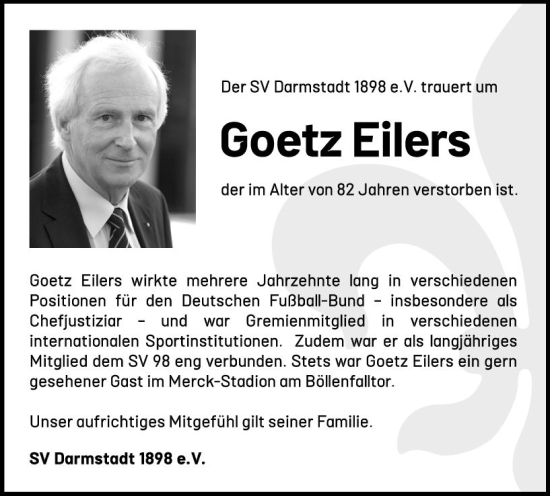 Traueranzeige von Goetz Eilers von Darmstädter Echo