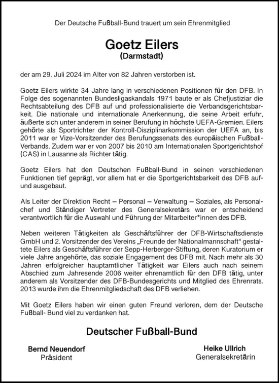 Traueranzeige von Goetz Eilers von Darmstädter Echo