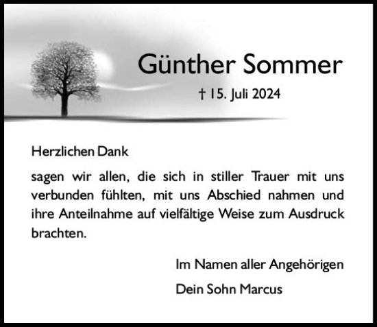Traueranzeige von Günther Sommer von Allgemeine Zeitung Mainz