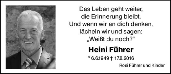 Traueranzeige von Heini Führer von Groß-Gerauer Echo
