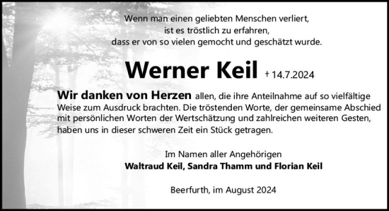 Traueranzeige von Werner Keil von Odenwälder Echo