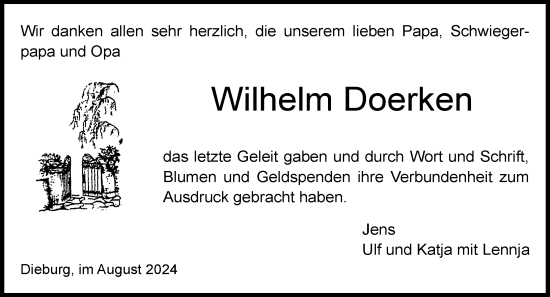 Traueranzeige von Wilhelm Doerken von Dieburger Anzeiger/Groß-Zimmerner Lokal-Anzeiger
