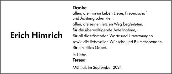 Traueranzeige von Erich Himrich von Darmstädter Echo