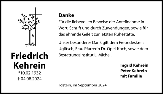 Traueranzeige von Friedrich Kehrein von Idsteiner Land/Untertaunus