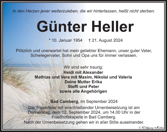Traueranzeige von Günter Heller von Camberger Anzeiger