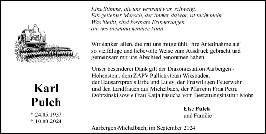 Traueranzeige von Karl Pulch von Idsteiner Land/Untertaunus