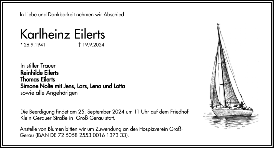 Traueranzeige von Karlheinz Eilerts von Rüsselsheimer Echo
