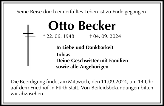 Traueranzeige von Otto Becker von Starkenburger Echo