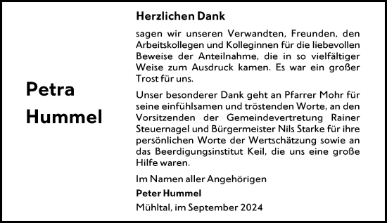 Traueranzeige von Petra Hummel von Darmstädter Echo