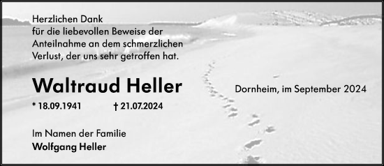 Traueranzeige von Waltraud Heller von Groß-Gerauer Echo