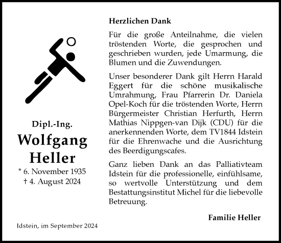 Traueranzeige von Wolfgang Heller von Idsteiner Land/Untertaunus