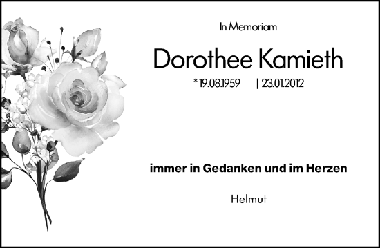 Traueranzeige von Dorothee Kamieth von Darmstädter Echo